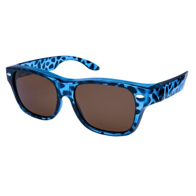 Overzet zonnebril - Overzetzonnebrillen – Polarized - Ontspiegelde glazen – Blauw panter montuur - Inclusief beschermhoesje