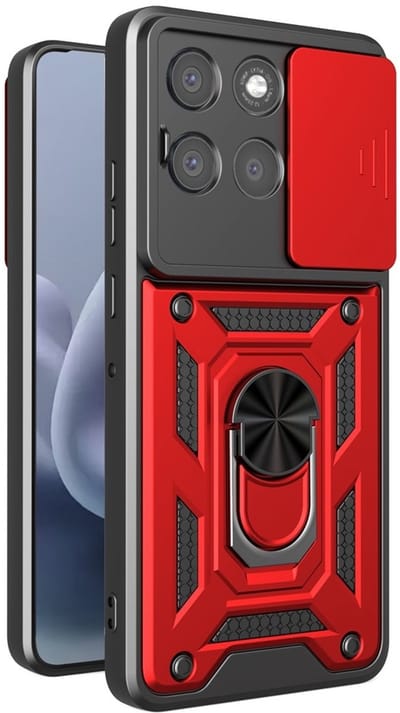Coverup Hoesje - Geschikt voor Motorola Moto G67 / G77 / G87 Hoesje - Coverup Armor Ring Kickstand Back Cover met Camera Shield - Rood