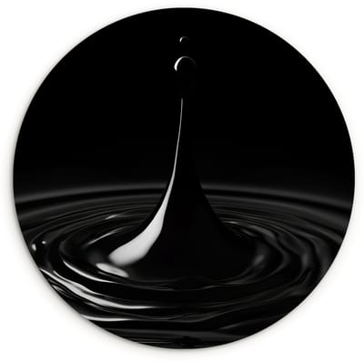 WallCircle® Wandcirkel 120x120 cm - Muurcirkel Zwart - Water - Druppel - Muurdecoratie woonkamer - Wanddecoratie slaapkamer - Kamer decoratie accessoires - Ronde schilderijen XXL