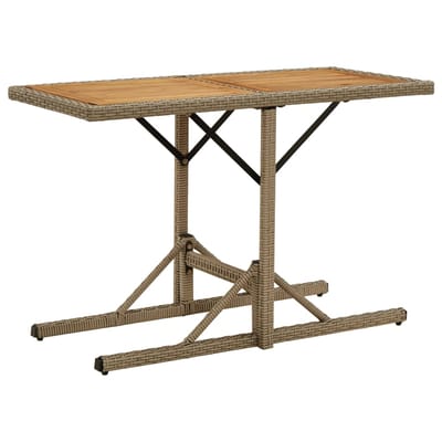 vidaXL - Tuintafel - massief - acaciahout - en - poly - rattan - beige