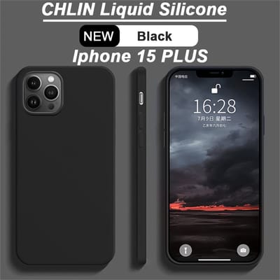 CL CHLIN Siliconen Hoesje voor iPhone 15 Plus – Zwart – Zachte Binnenvoering – Verhoogde Randen