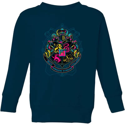 Harry Potter Hogwarts Neon Crest Kids' Sweatshirt - Navy - 98/104 (3-4 jaar)
