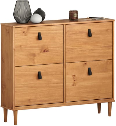 Schoenkist MIKKA met 4 kleppen - eikenhouten afwerking