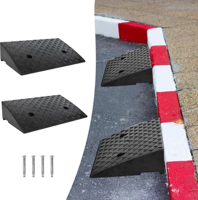 4 Stuks Draagbare Rubber Stoeprandhellingen - Antislip Oprijplaten voor Auto en Rolstoel