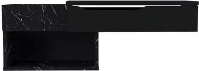 Vente-unique Wandconsole met 1 lade en 2 planken - Zwart marmereffect - DAREKA