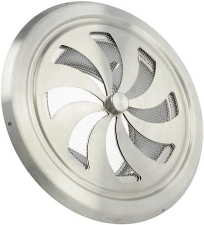 Ronde RVS Ventilatie Rooster met Insectengaas en Regelbare Luchtstroom (Diverse Maten)