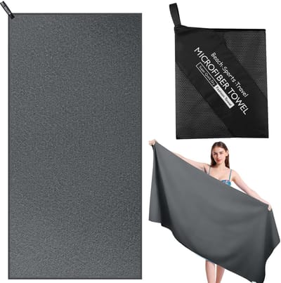 Dailygoods - Zocipro Microvezel strandlaken voor volwassenen, 180 x 80 cm, compacte sneldrogende sport-reishanddoek met gaastas, voor sportschool, strand, yoga, kamperen, zwemmen