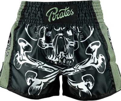 PRIDE or DiE Pirate V.2 Muay Thai Shorts Zwart Groen - XXL