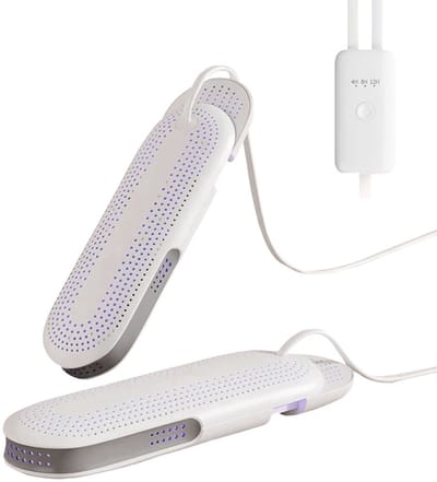 Gloovon® -Elektrische Schoenendroger met Timer & UV-Sterilisatie - Uitschuifbaar & Opvouwbaar - Schoenverwarmer & Geurverdrijver - Wit-Grijs