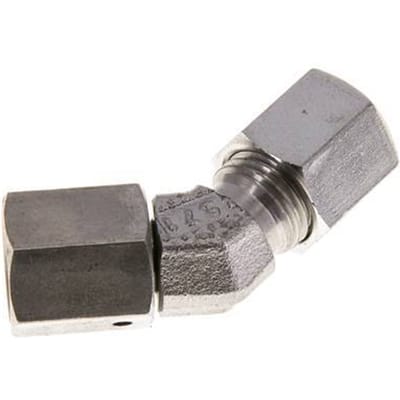 6S RVS 45gr L-stuk Snijringkoppeling Draaidoorvoer 630bar FKM O-ring en Afdichtconus Verstelbaar ISO 8434-1