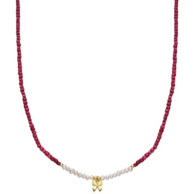 Luxenter Ketting van 925 sterling zilver en witte parel met 18k geelgoud afwerking - Gama
