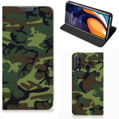 Standcase Hoesje voor Samsung Galaxy A60 Hoesje met Magneet Army Dark