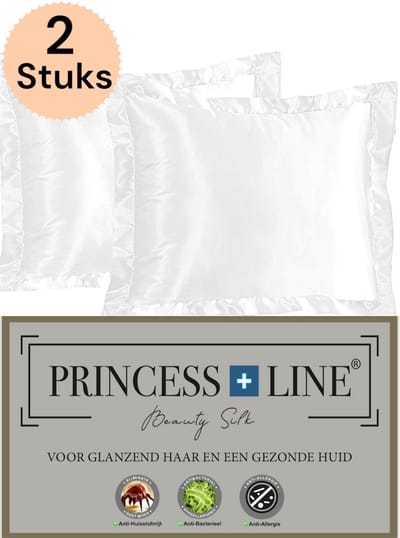 Princess Line Satijnen Beauty Silk Kussensloop - Zijden Zacht Beddengoed- Goed Voor De Haar En Huid-Wit-Set van 2 Stuks-60 x 70 CM