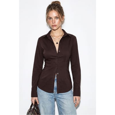 Getailleerde Katoenen Shirt met Stropdas Detail