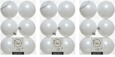 Decoris Kerstballen - 18x st - wit - D8 cm - kunststof - mat/glans - kerstversiering