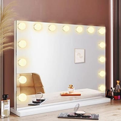 Make-upspiegel met LED verlichting en touch-bediening - Dimbare Hollywood spiegel 58 x 45,5 cm