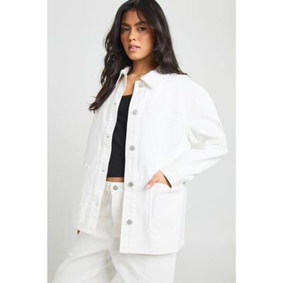 boohoo Dames Denim Shacket | Ecru | Maat: 38
