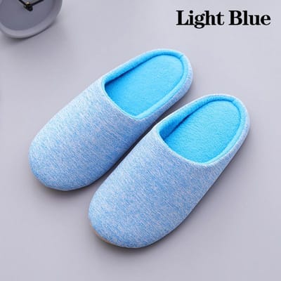 Unisex comfortabele antislip katoenen pantoffels effen kleur platte huisschoenen EVA-schuim warm binnenshuis 35-36