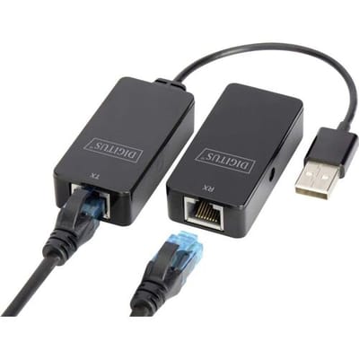 Digitus USB 2.0, Computer, Muis, Netwerk, Laptop, Toetsenbord/muis Adapter [1x USB 2.0 bus A, USB-A 2.0 stekker - 2x RJ45-bus, RJ45-bus 8p8c] DA-70141