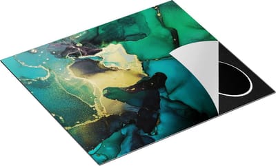 Chefcare Inductie Beschermer Abstracte Kunst - Groen met Goud - 60x50 cm - Afdekplaat Inductie - Kookplaat Beschermer - Inductie Mat