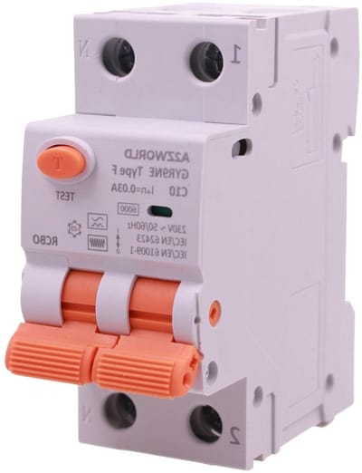 Aardlekschakelaar met automaat - Stroomonderbreker - Elektrische beveiliging - Type F voor moderne apparaten - 2 DIN modules - Grijs