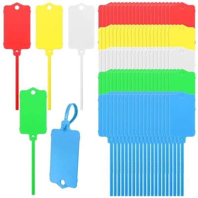 longziming -Herbruikbare Plastic Labels - Verzendhangertjes - Plastic Hang Tags - Zelfsluitend - Kunststof met hoge dichtheid - Waterdicht en beschrijfbaar oppervlak - 100 stuks