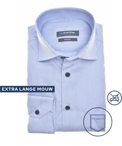 Ledûb modern fit streep blauw ML7