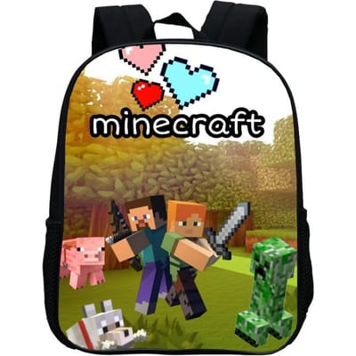 Sac d'école maternelle imprimé, Sac à dos dessin animé Minecraft 12 pouces, Léger et décontracté 12inch backpack