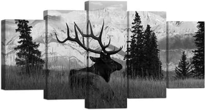 Canvas Schilderij Set - Wanddecoratie Dieren - Woonkamer Decoratie - Klaar om op te hangen - 20x55 cm - Zwart Wit