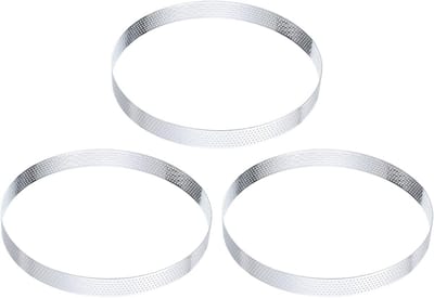 Taartring Set - Ronde Vorm - Desserts Bakken - Met Ventilatiegaten - 3 stuks 20 cm - Zilverkleurig