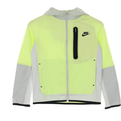 Lichtgewicht sweatshirt met capuchon en ritssluiting voor kinderen B Sportkleding Tech Fleece geweven hoodie met volledige ritssluiting Mix Lt Liquid Lime/photon Dust/zwart