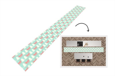 Keukenloper - Keukenmat - Hert - Patroon - Roze - 400x50 cm - Keuken vloerkleed