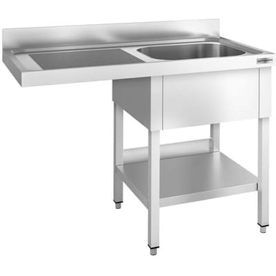 GGM Gastro Spülmaschinen-Spültisch - 1400x600mm - mit 1 Becken rechts Zilver