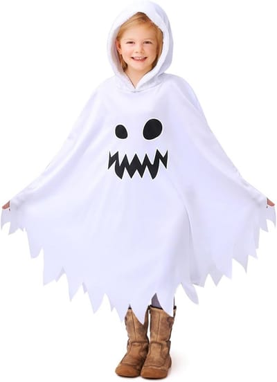 Spook Kostuum Kind voor Halloween met Capuchon - Wit Verkleedkleding Jongen Meisje