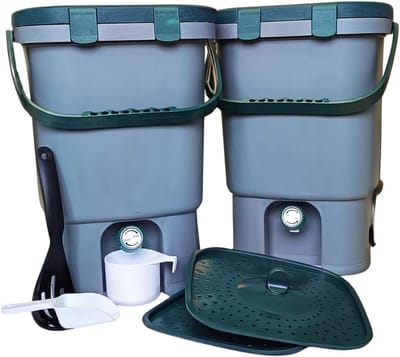 Bokashi Compostset Binnen - 15 Liter Vierkante Compostemmer met Kraan voor Geurloos Werken