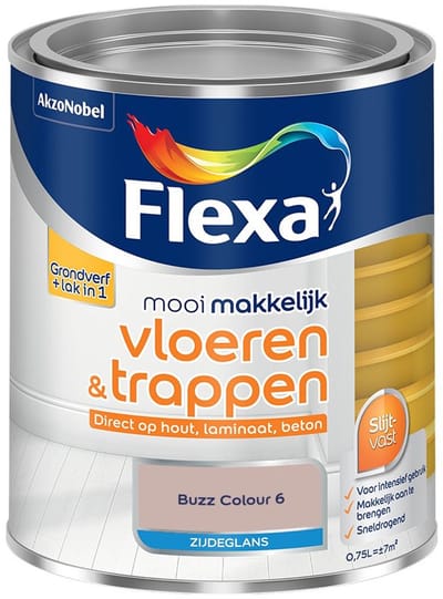 Flexa - Mooi Makkelijk Vloeren & Trappen Zijdeglans - Buzz Colour 6 - Mengverf - 750 Ml
