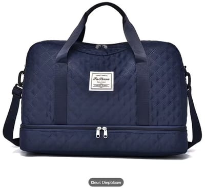 Blauwe Diamant Raster Design - Grote Capaciteit Opbergtas - Multi-Pocket Draagbare Weekend Reistas - Sporttas - Duurzame Reistas