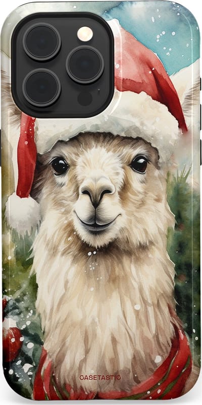 Casetastic hoesje geschikt voor Apple iPhone 15 Pro Max - MagSafe - Dubbellaagse bescherming - Kerst Lama - Fashion Case - Taupe Lichtgrijs Donkergrijs Saliegroen