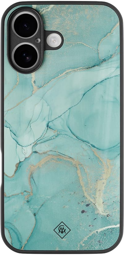 Casimoda® hoesje - Geschikt voor iPhone 17 - Marmer mint groen - Luxe Hard Case Zwart - Backcover telefoonhoesje - Mint