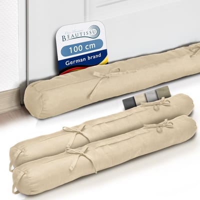 Beautissu Viento – Set van 2 Tochtstopper 10x100 cm – Tochtrol Creme – Tochtstrips voor Deuren
