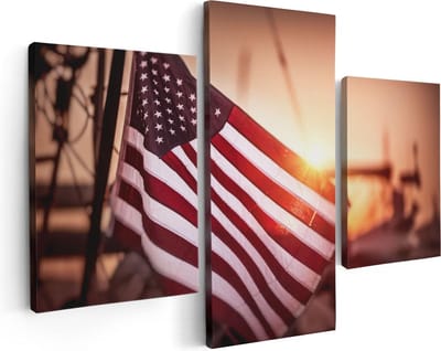 Artaza Canvas Schilderij Drieluik Amerikaanse Vlag - Verenigde Staten - 90x60 - Foto Op Canvas - Canvas Print