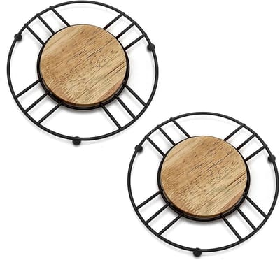 Pannenlappen Set - Onderzetters Mat - Hete Pannen Plaatsen - Stevig Duurzaam Geïsoleerd - 21 x 19.9 cm - Goud Bloem