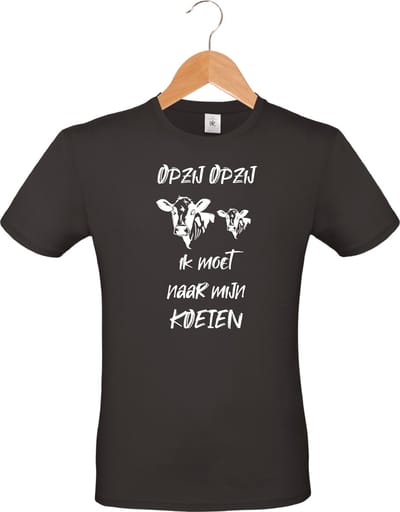 mijncadeautje - T-shirt unisex - zwart - verjaardag - feestje - cadeautje - Opzij Opzij ik moet naar mijn Koeien - maat M