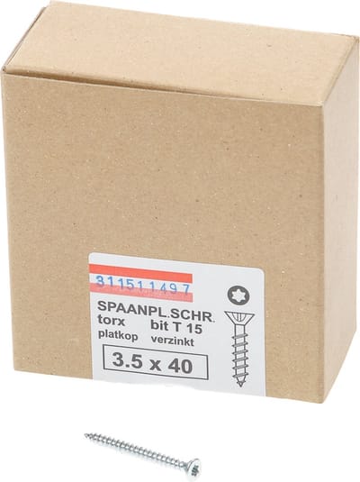 Hoenderdaal Spaanplaatschroef verzinkt platverzonken kop TX15 voldraad 3.5X40 (per 200 stuks)