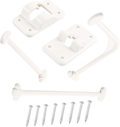 Deurhouder Set - Bevestigingsbeugel Camper - Veilige Deur Fixatie - Weerbestendig PC Materiaal - 17 x 9.3 cm - Wit