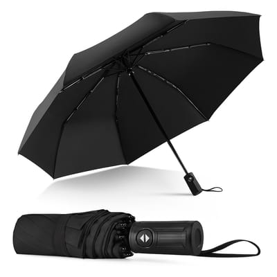 BOTC Stormparaplu Opvouwbaar met Beschermhoes - UV-bescherming - 100CM - Grote Paraplu - Automatisch Uitklapbaar - Zwart