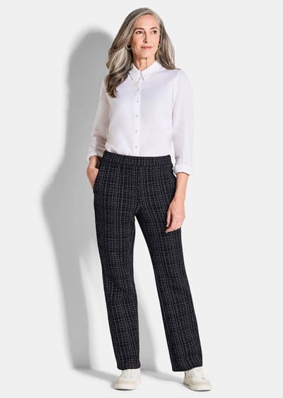 Jersey broek VERA in tweedlook - zwart / gedess. - Gr. 20 van Goldner Fashion