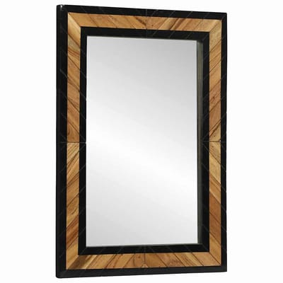 vidaXL - Wandspiegel - Zwart - en - Bruin - 70 - x - 2 - x - 70 - cm - Massief - Acacia - Hout