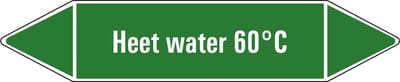 Heet water 60°C leidingmarkering op vel 126 x 26 mm - 5 per vel