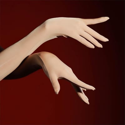 Gants Sexy Très Extensibles Brillance Huilée Lisses Fins Cinq Doigts pour Femmes Clubwear Cosplay Bas Érotiques Serrés Gants Longs en Nylon One Size beige